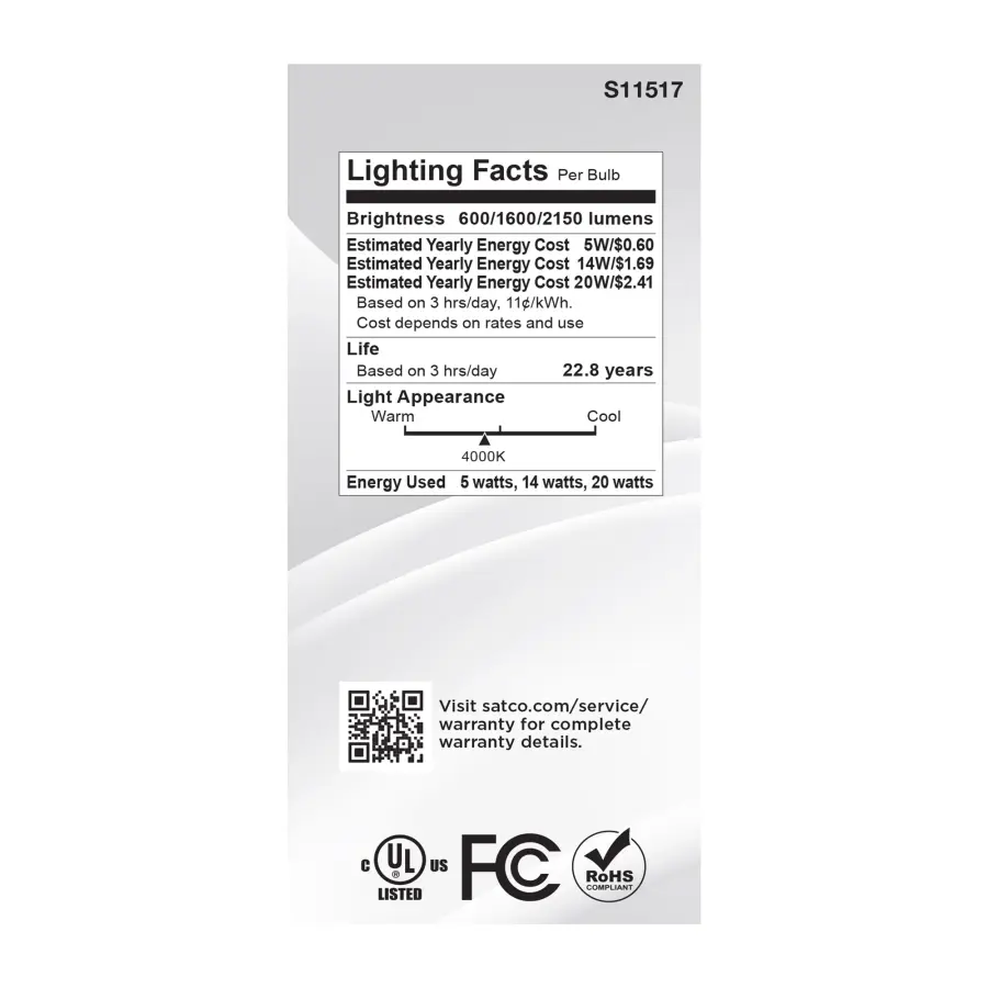 5/14/20 Watt A21 LED - 3-Way Lamp - White Finish - 4000K CCT - Medium Double Contact Base - 120 Volt - Image 6