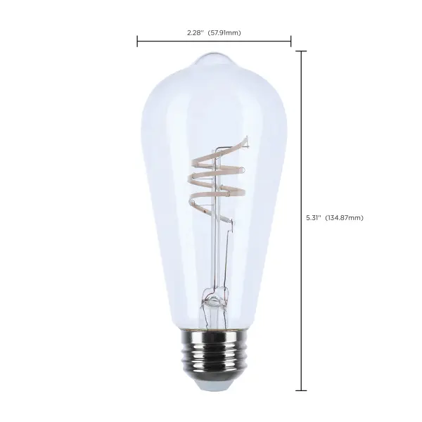 6 Watt LED - Reminiscent - Flex Gray Coil Filament - ST19 - Medium Base - 2700K CCT - Clear - 120 Volt - Image 10