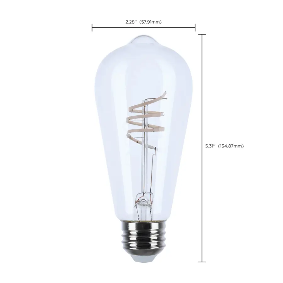 6 Watt LED - Reminiscent - Flex Gray Coil Filament - ST19 - Medium Base - 2700K CCT - Clear - 120 Volt - Image 10