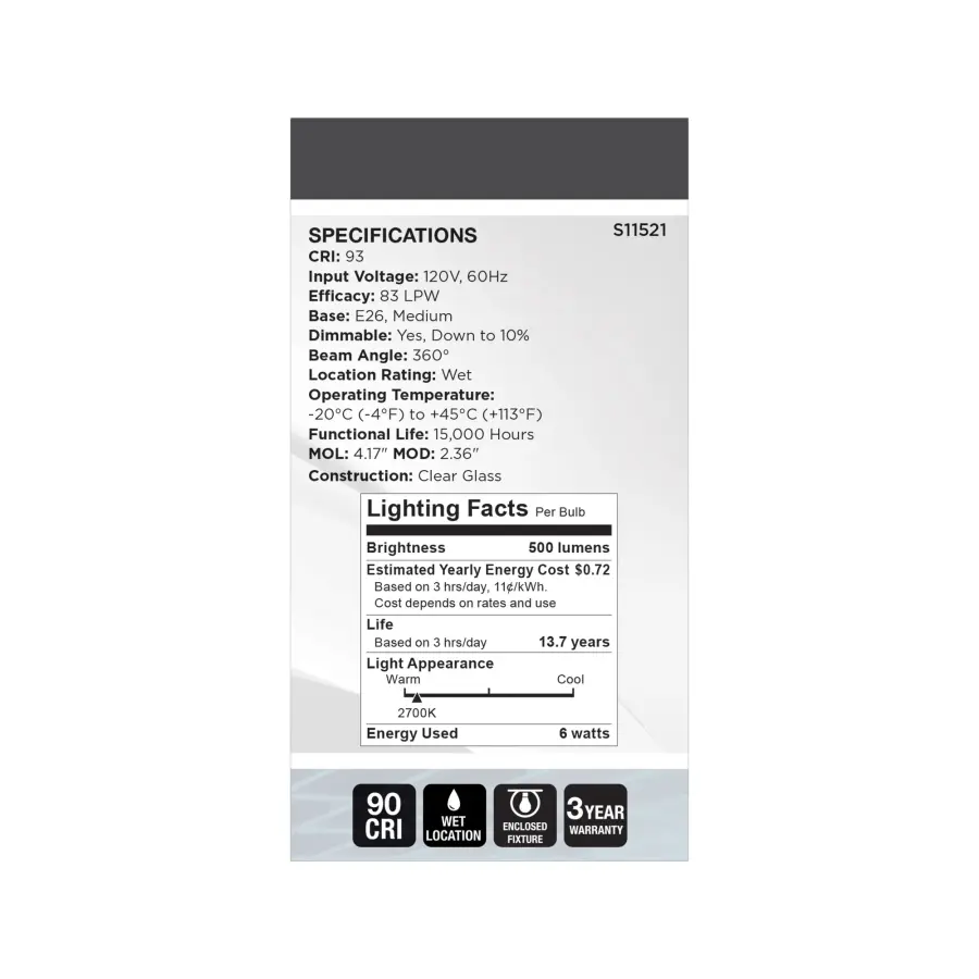 6 Watt LED - Reminiscent - Flex Gray Coil Filament - A19 - Medium Base - 2700K CCT - Clear - 120 Volt - Image 6