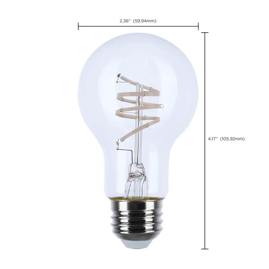 6 Watt LED - Reminiscent - Flex Gray Coil Filament - A19 - Medium Base - 2700K CCT - Clear - 120 Volt - Image 10