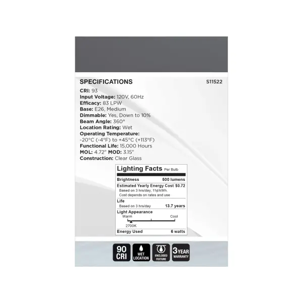 6 Watt LED - Reminiscent - Flex Gray Coil Filament - G25 - Medium Base - 2700K CCT - Clear - 120 Volt - Image 6