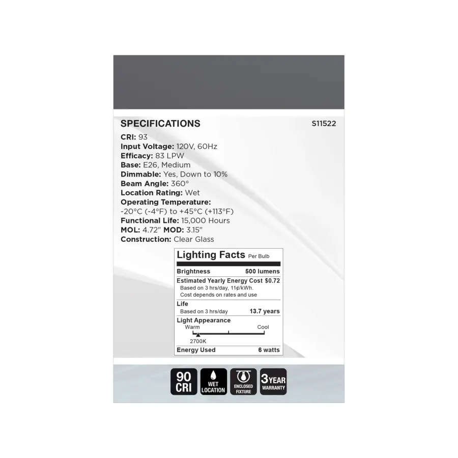 6 Watt LED - Reminiscent - Flex Gray Coil Filament - G25 - Medium Base - 2700K CCT - Clear - 120 Volt - Image 6