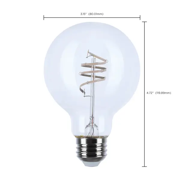 6 Watt LED - Reminiscent - Flex Gray Coil Filament - G25 - Medium Base - 2700K CCT - Clear - 120 Volt - Image 10