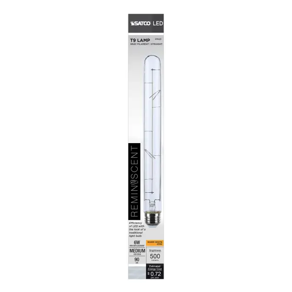 6 Watt LED - Reminiscent - Flex Gray Straight Filament - T9 - Medium Base - 2700K CCT - Clear - 120 Volt - Image 4