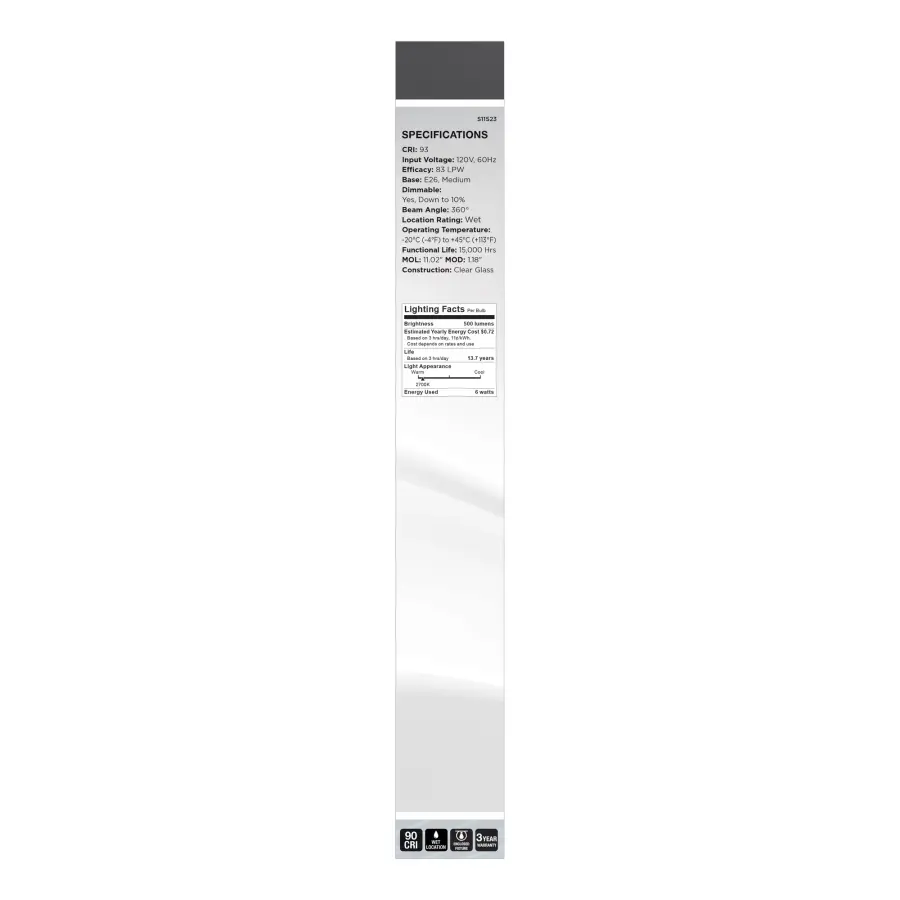 6 Watt LED - Reminiscent - Flex Gray Straight Filament - T9 - Medium Base - 2700K CCT - Clear - 120 Volt - Image 6