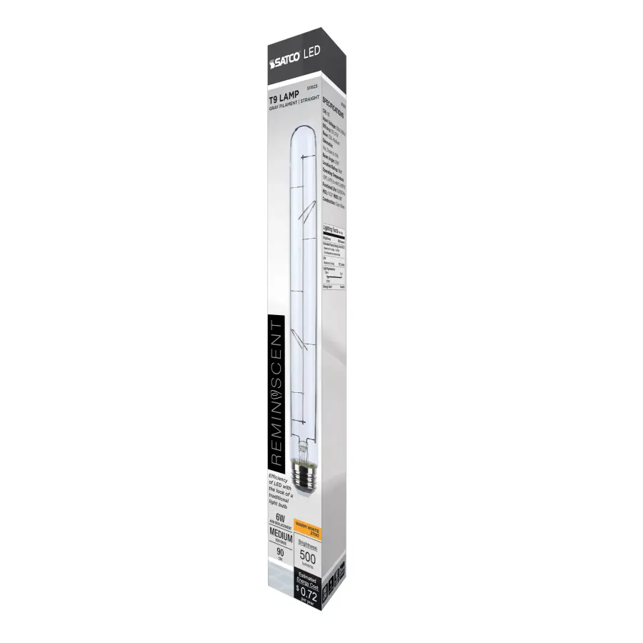 6 Watt LED - Reminiscent - Flex Gray Straight Filament - T9 - Medium Base - 2700K CCT - Clear - 120 Volt - Image 9