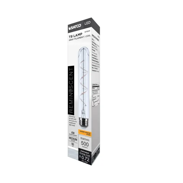 6 Watt LED - Reminiscent - Flex Gray Coil Filament - T9 - Medium Base - 2700K CCT - Clear - 120 Volt - Image 9