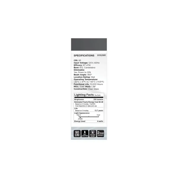 4 Watt B11 LED - Reminiscent - Flex Gray Coil Filament - E12 Base - 2700K - 120 Volt - Image 6