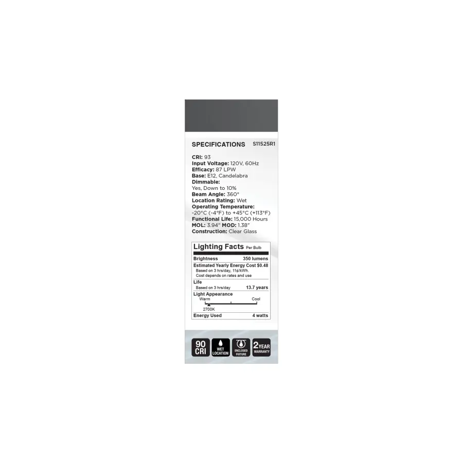 4 Watt B11 LED - Reminiscent - Flex Gray Coil Filament - E12 Base - 2700K - 120 Volt - Image 6