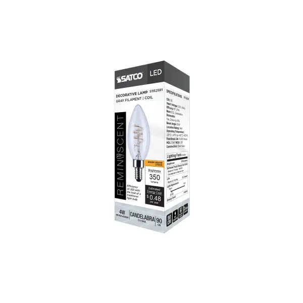 4 Watt B11 LED - Reminiscent - Flex Gray Coil Filament - E12 Base - 2700K - 120 Volt - Image 9
