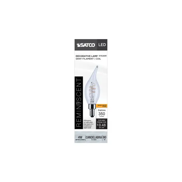 4 Watt CA11 LED - Reminiscent - Flex Gray Coil Filament - E12 - 2700K - 120 Volt - Image 4