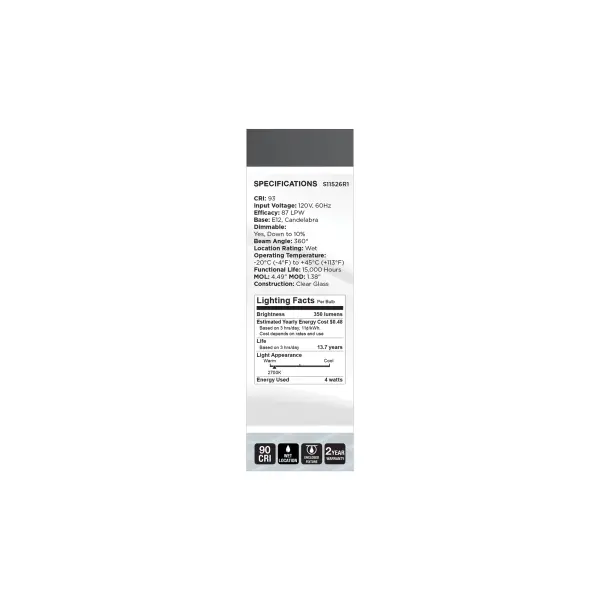 4 Watt CA11 LED - Reminiscent - Flex Gray Coil Filament - E12 - 2700K - 120 Volt - Image 6