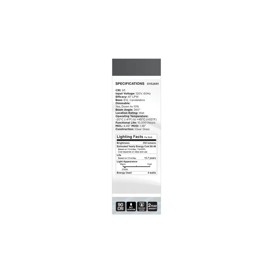 4 Watt CA11 LED - Reminiscent - Flex Gray Coil Filament - E12 - 2700K - 120 Volt - Image 6