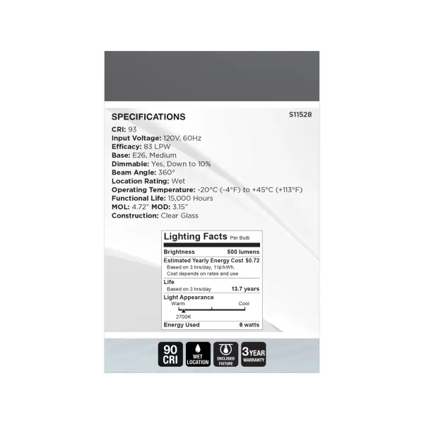 6 Watt LED - Reminiscent - Flex Gray Filament - G25 Loop - Medium Base - 2700K CCT - Clear - 120 Volt - Image 6