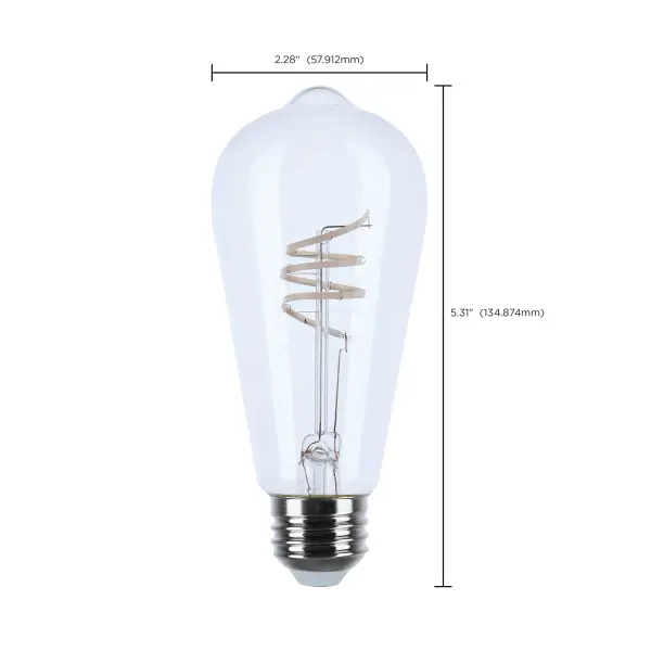 6 Watt ST19 LED - Reminiscent - Flex Gray Coil Filament - E26 - 3000K - 120 Volt - Image 12