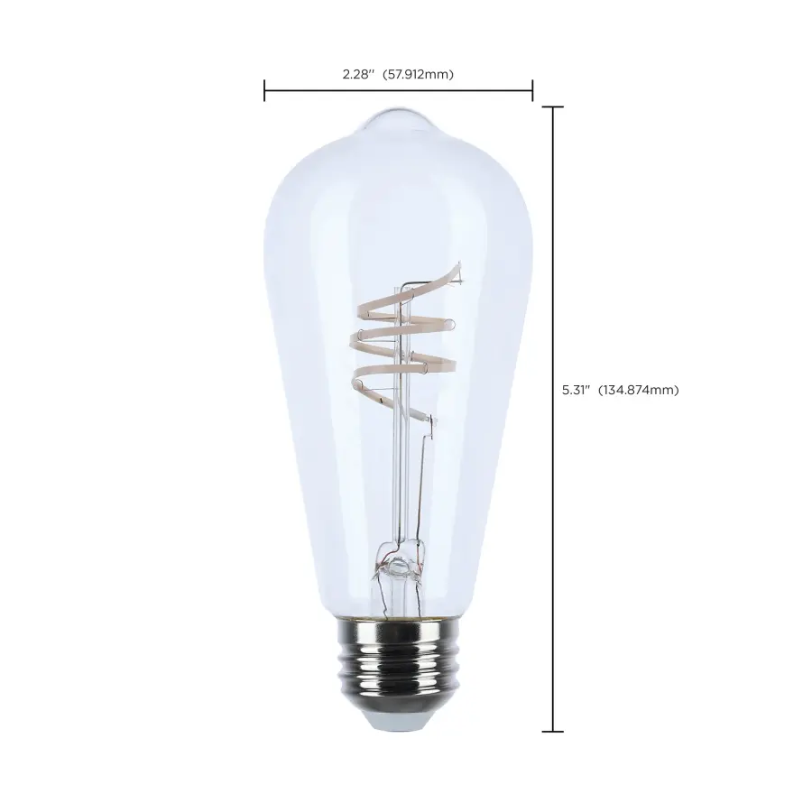 6 Watt ST19 LED - Reminiscent - Flex Gray Coil Filament - E26 - 3000K - 120 Volt - Image 12