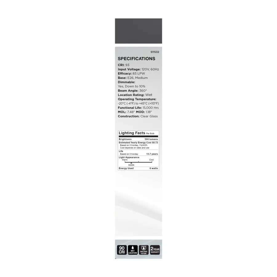6 Watt T9 LED - Reminiscent - Flex Gray Coil Filament - E26 - 3000K - 120 Volt - Image 7