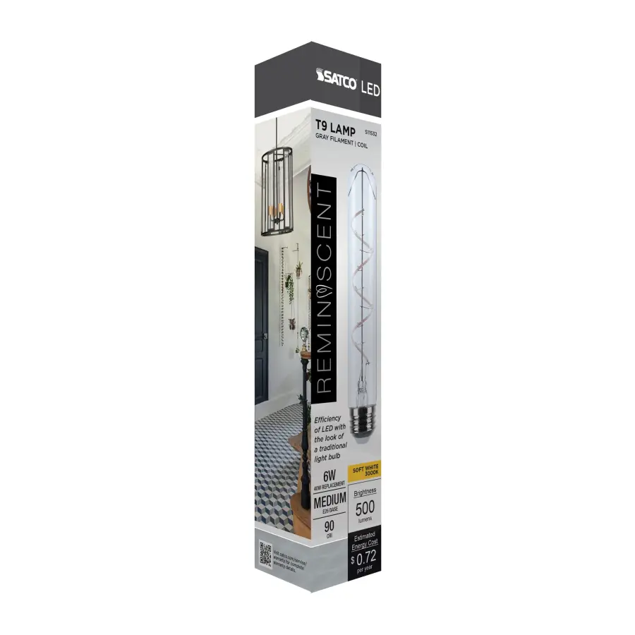6 Watt T9 LED - Reminiscent - Flex Gray Coil Filament - E26 - 3000K - 120 Volt - Image 10