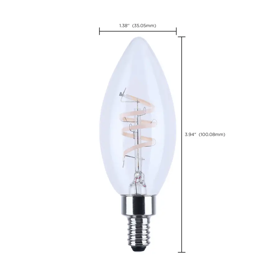 4 Watt B11 LED - Reminiscent - Flex Gray Coil Filament - E12 - 3000K - 120 Volt - Image 10