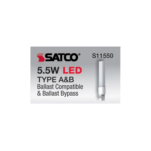 5.5 Watt LED PL 2-PIN Dual Mode - 2700K - 500 Lumens - GX23 base - 50000 Average rated hours - 120 deg. Beam Angle - Type A/B Ballast Dependent or Ballast Bypass - 120-277 Volt - Image 12