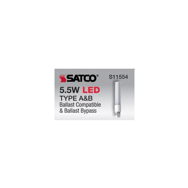 5.5 Watt LED PL 2-PIN Dual Mode - 5000K - 550 Lumens - GX23 base - 50000 Average rated hours - 120 deg. Beam Angle - Type A/B Ballast Dependent or Ballast Bypass - 120-277 Volt - Image 12