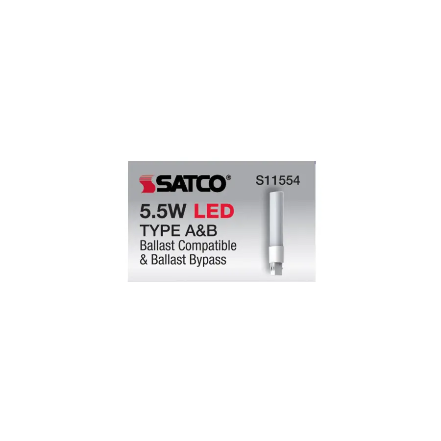 5.5 Watt LED PL 2-PIN Dual Mode - 5000K - 550 Lumens - GX23 base - 50000 Average rated hours - 120 deg. Beam Angle - Type A/B Ballast Dependent or Ballast Bypass - 120-277 Volt - Image 12