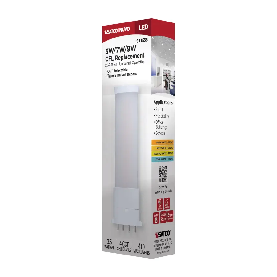 3.5 Watt - 2G7 Base - 27K/30K/35K/40K CCT Selectable - Frost Finish - Ballast Bypass - 120-277 Volt - Image 9