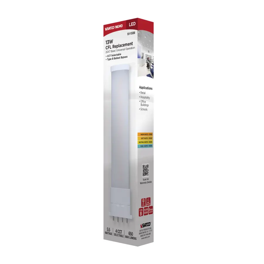 5.5 Watt - 2GX7 Base - 27K/30K/35K/40K CCT Selectable - Frost Finish - Ballast Bypass - 120-277 Volt - Image 9