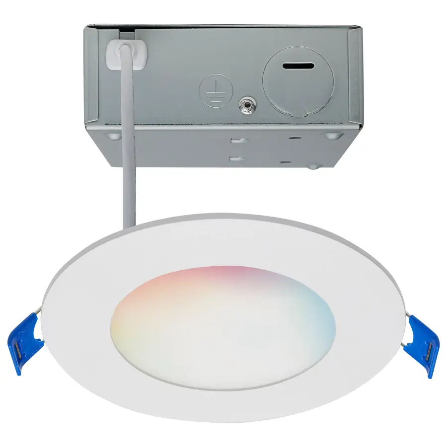 9 Watt - LED Direct Wire - Low Profile Downlight - 4 Inch Round - Starfish IOT - Tunable White and RGB - 120 Volt - 90 CRI - White Finish - Image 1
