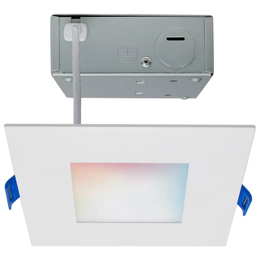 9 Watt - LED Direct Wire - Low Profile Downlight - 4 Inch Square - Starfish IOT - Tunable White and RGB - 120 Volt - 90 CRI - White Finish - Image 1