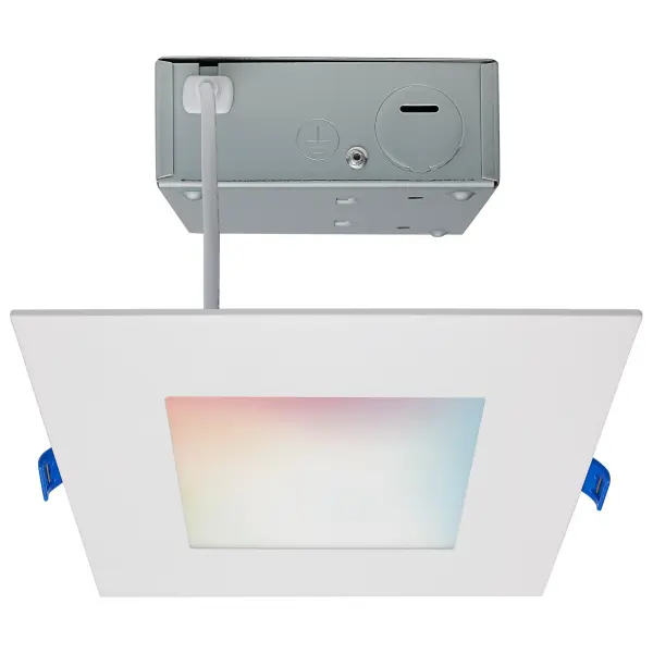 12 Watt - LED Direct Wire - Low Profile Downlight - 6 Inch Square - Starfish IOT - Tunable White and RGB - 120 Volt - 90 CRI - White Finish - Image 1
