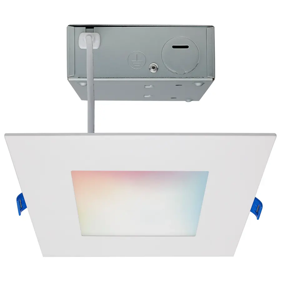 12 Watt - LED Direct Wire - Low Profile Downlight - 6 Inch Square - Starfish IOT - Tunable White and RGB - 120 Volt - 90 CRI - White Finish - Image 1