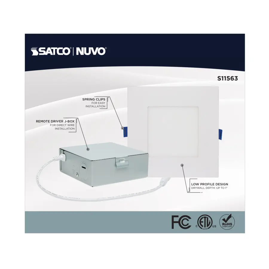 12 Watt - LED Direct Wire - Low Profile Downlight - 6 Inch Square - Starfish IOT - Tunable White and RGB - 120 Volt - 90 CRI - White Finish - Image 7