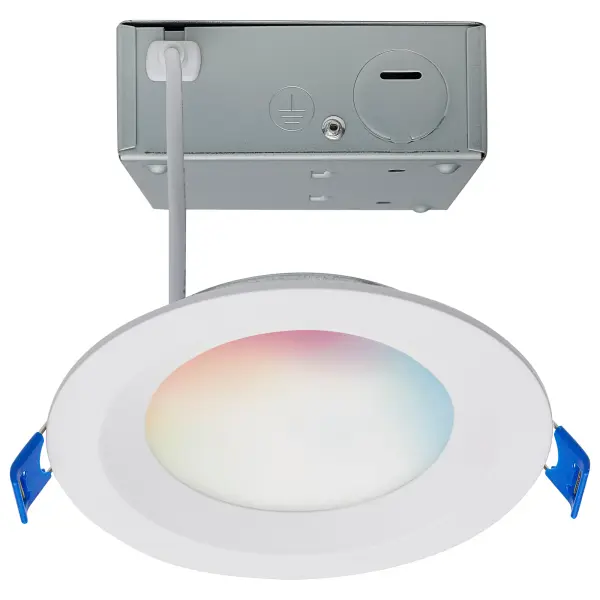 9 Watt - LED Direct Wire - Low Profile Regress Baffle Downlight - 4 Inch Round - Starfish IOT - Tunable White and RGB - 120 Volt - 90 CRI - White Finish - Image 1