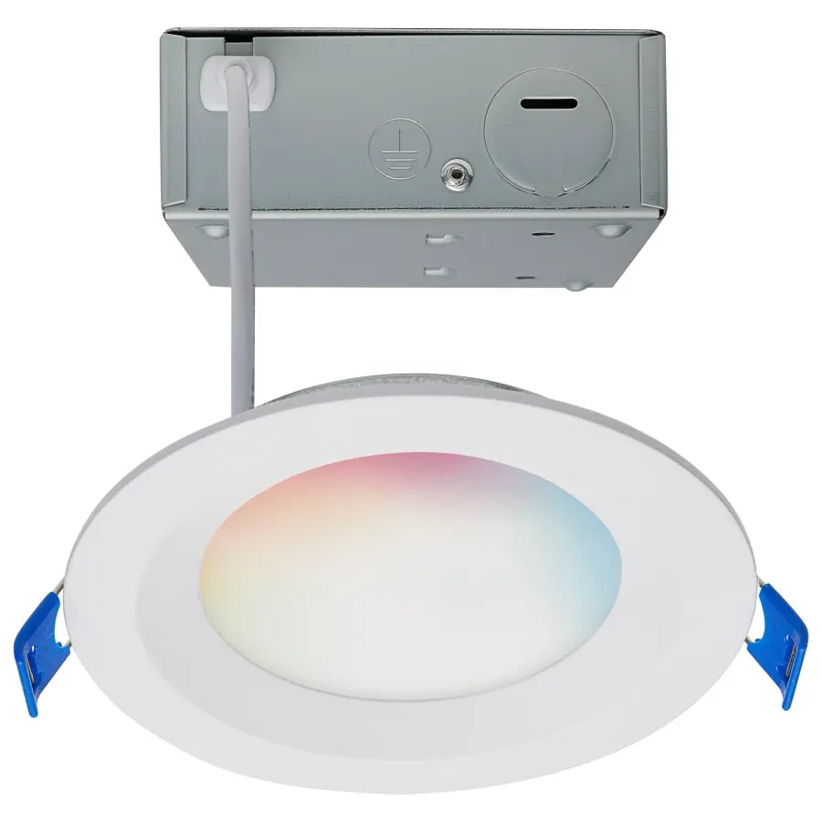 9 Watt - LED Direct Wire - Low Profile Regress Baffle Downlight - 4 Inch Round - Starfish IOT - Tunable White and RGB - 120 Volt - 90 CRI - White Finish - Image 1
