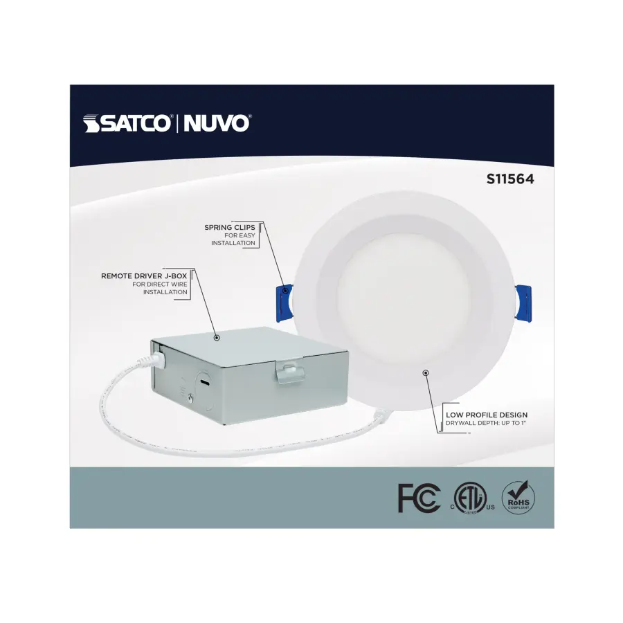 9 Watt - LED Direct Wire - Low Profile Regress Baffle Downlight - 4 Inch Round - Starfish IOT - Tunable White and RGB - 120 Volt - 90 CRI - White Finish - Image 7