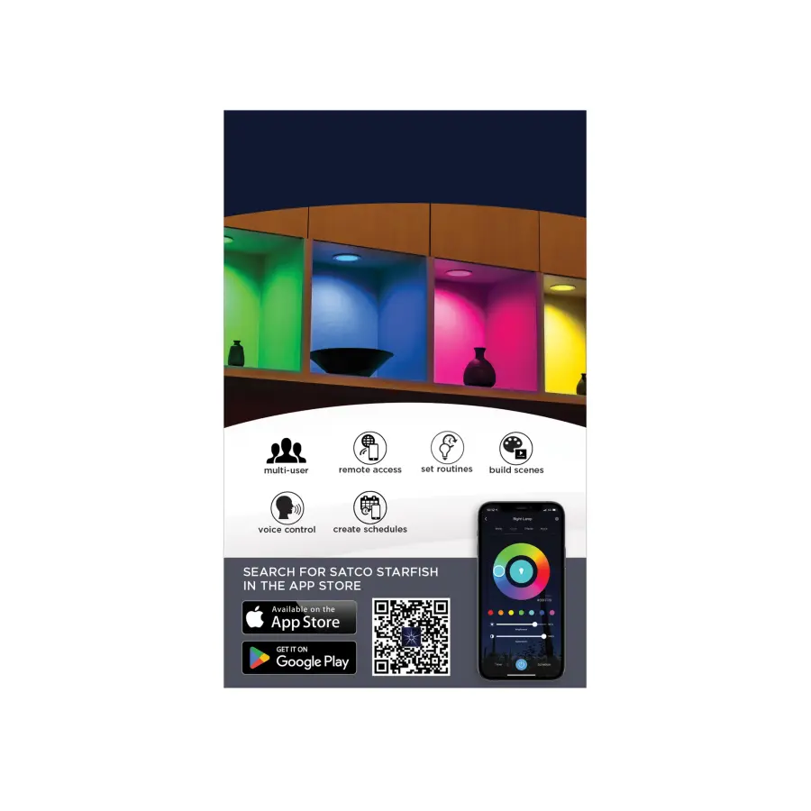 9 Watt - LED Direct Wire - Low Profile Regress Baffle Downlight - 4 Inch Round - Starfish IOT - Tunable White and RGB - 120 Volt - 90 CRI - White Finish - Image 9