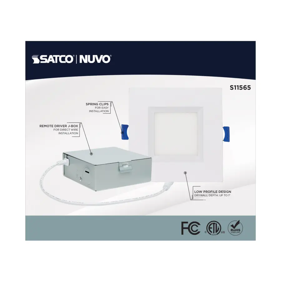 9 Watt - LED Direct Wire - Low Profile Regress Baffle Downlight - 4 Inch Square - Starfish IOT - Tunable White and RGB - 120 Volt - 90 CRI - White Finish - Image 7