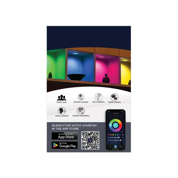 9 Watt - LED Direct Wire - Low Profile Regress Baffle Downlight - 4 Inch Square - Starfish IOT - Tunable White and RGB - 120 Volt - 90 CRI - White Finish - Image 8