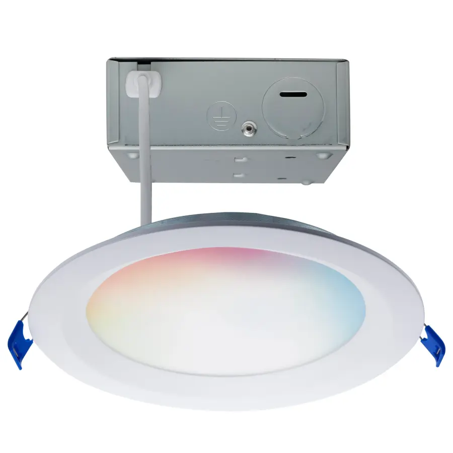 12 Watt - LED Direct Wire - Low Profile Regress Baffle Downlight - 6 Inch Round - Starfish IOT - Tunable White and RGB - 120 Volt - 90 CRI - White Finish - Image 1