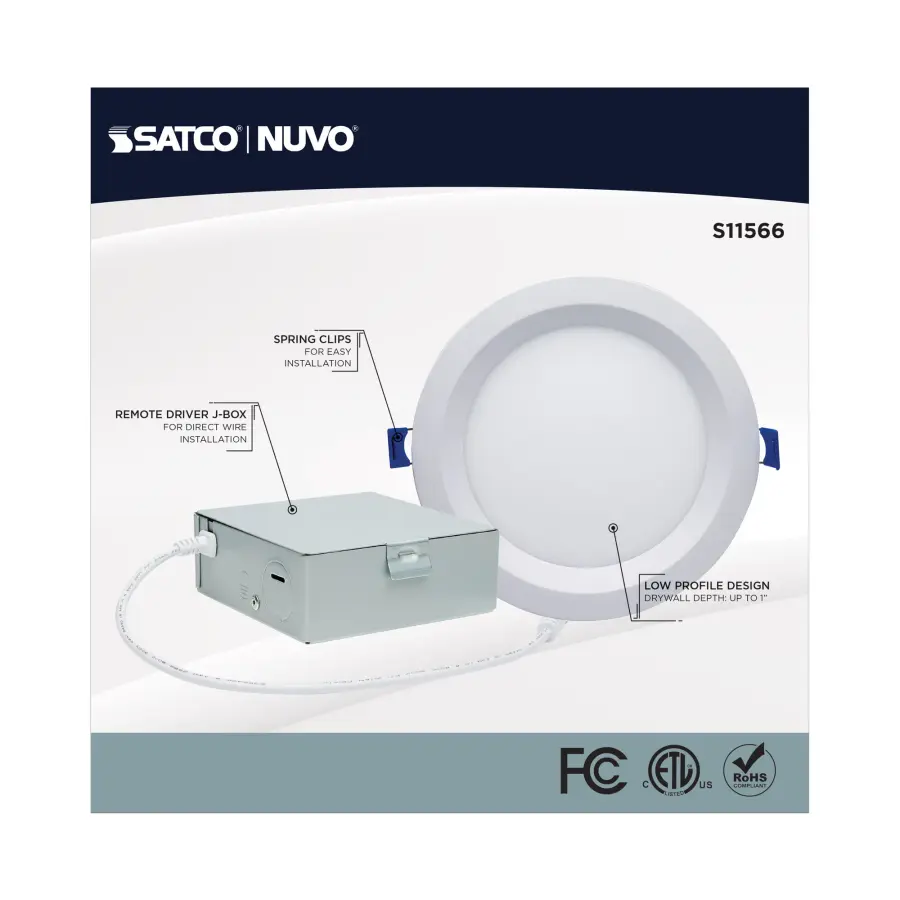 12 Watt - LED Direct Wire - Low Profile Regress Baffle Downlight - 6 Inch Round - Starfish IOT - Tunable White and RGB - 120 Volt - 90 CRI - White Finish - Image 7
