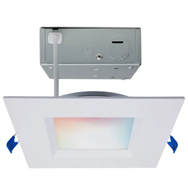 12 Watt - LED Direct Wire - Low Profile Regress Baffle Downlight - 6 Inch Square - Starfish IOT - Tunable White and RGB - 120 Volt - 90 CRI - White Finish - Image 1