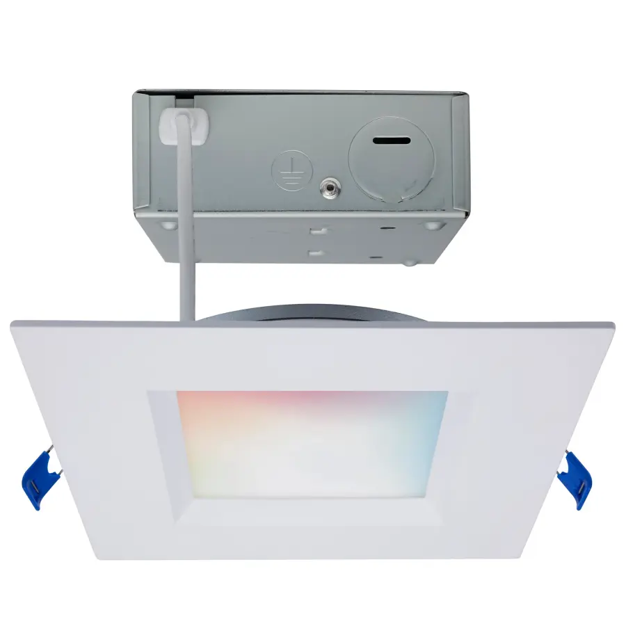 12 Watt - LED Direct Wire - Low Profile Regress Baffle Downlight - 6 Inch Square - Starfish IOT - Tunable White and RGB - 120 Volt - 90 CRI - White Finish - Image 1
