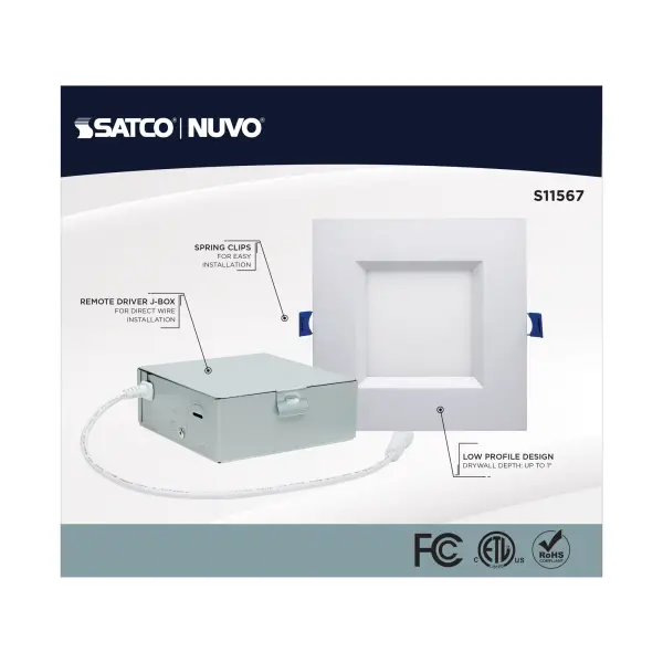 12 Watt - LED Direct Wire - Low Profile Regress Baffle Downlight - 6 Inch Square - Starfish IOT - Tunable White and RGB - 120 Volt - 90 CRI - White Finish - Image 7