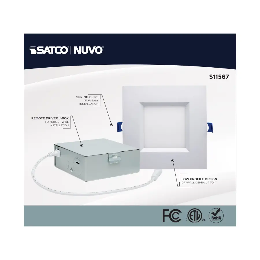 12 Watt - LED Direct Wire - Low Profile Regress Baffle Downlight - 6 Inch Square - Starfish IOT - Tunable White and RGB - 120 Volt - 90 CRI - White Finish - Image 7