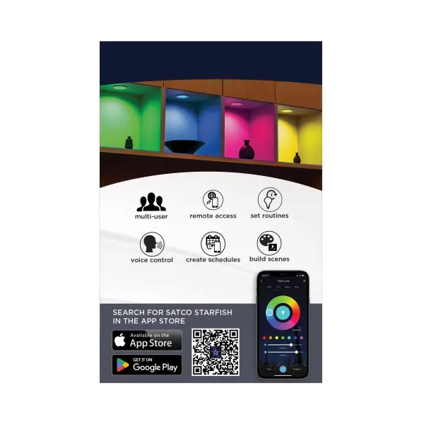 10.5 Watt - LED Retrofit Downlight - 4 Inch Square - Starfish IOT - RGB & Tunable White - 120 Volt - 90 CRI - White Finish - Image 9