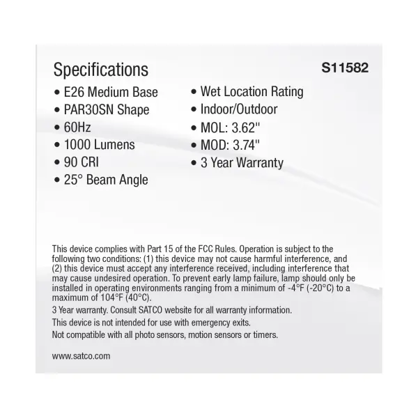 11 Watt PAR30SN LED - Medium Base - Silver Finish - CCT Selectable - 120 Volt - 25 Degree Beam Angle - Image 5