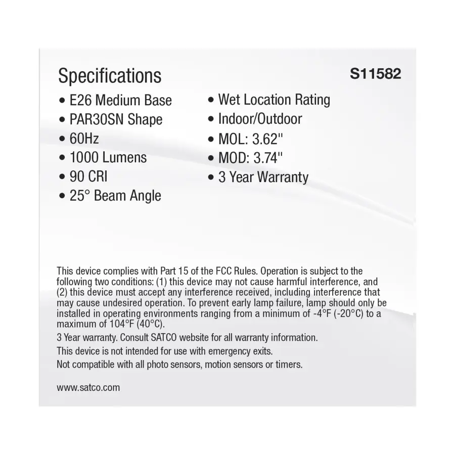 11 Watt PAR30SN LED - Medium Base - Silver Finish - CCT Selectable - 120 Volt - 25 Degree Beam Angle - Image 5