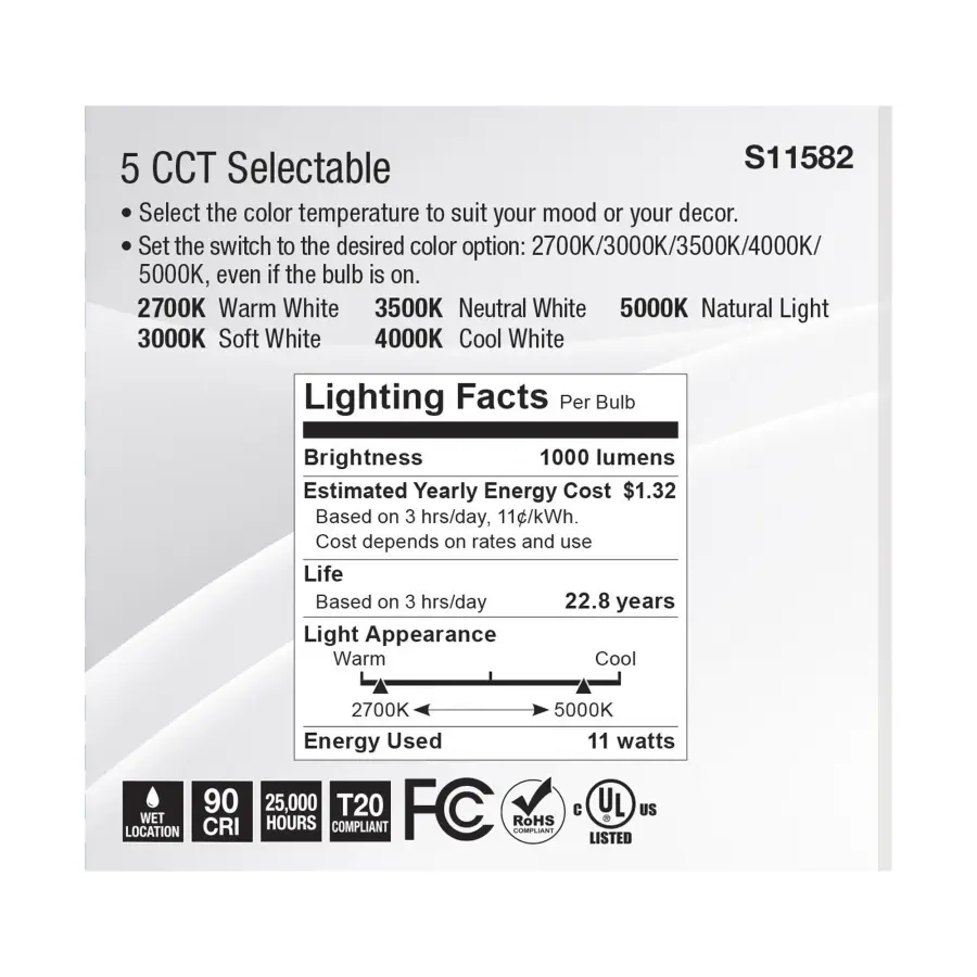 11 Watt PAR30SN LED - Medium Base - Silver Finish - CCT Selectable - 120 Volt - 25 Degree Beam Angle - Image 6